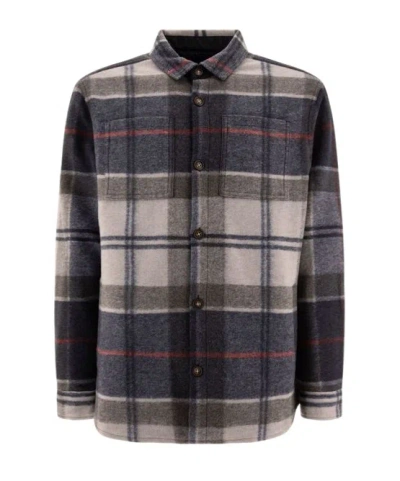 Barbour Checked Long-sleeved Overshirt In Blue