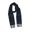 Barbour Checked Pattern Fringed Scarf In Blue