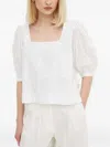 Barbour Checked Puff-sleeve Blouse In White