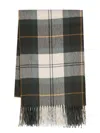 Barbour Check-pattern Fringed Scarf In Green