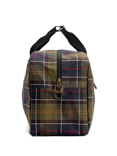 Barbour Checked Travel Bag In Green