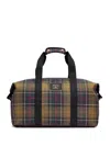 Barbour Checked Travel Bag In Green