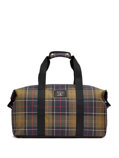 Barbour Checked Travel Bag In Green