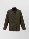 Barbour Checked Wool Jacket With Collar And Pockets In Green