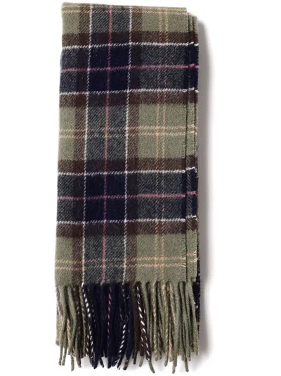 Barbour Checked Wool Scarf In Green