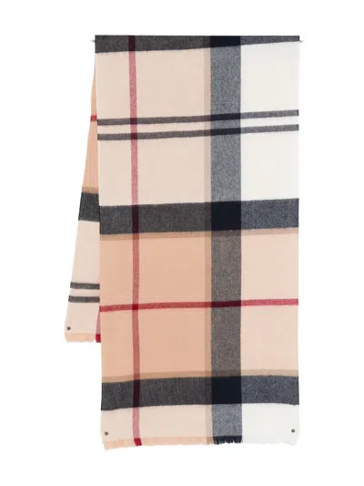 Barbour Checked Wool Scarf In Neutral