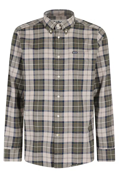 Barbour Checkered Collared Long In Beige