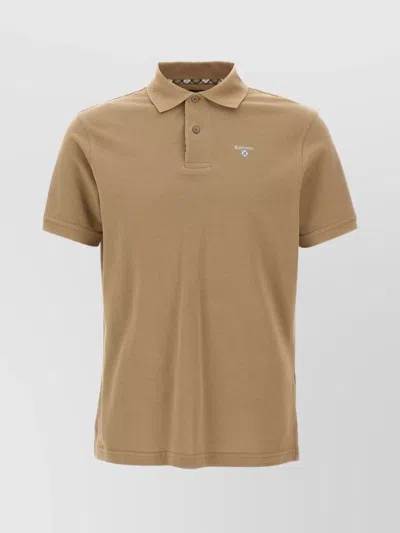Barbour Logo-embroidered Polo Shirt In Brown