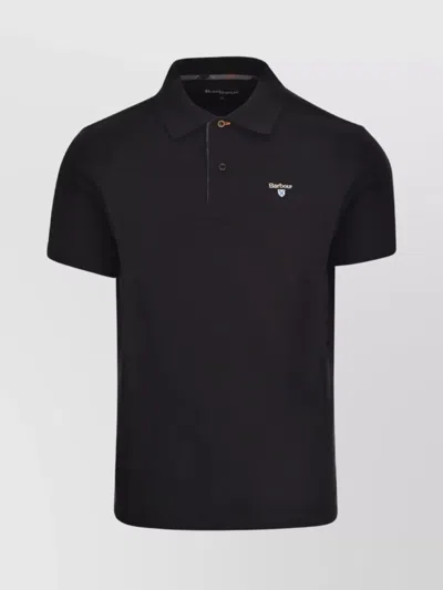 Barbour Checkered Polo With Collar And Short Sleeves In Gold