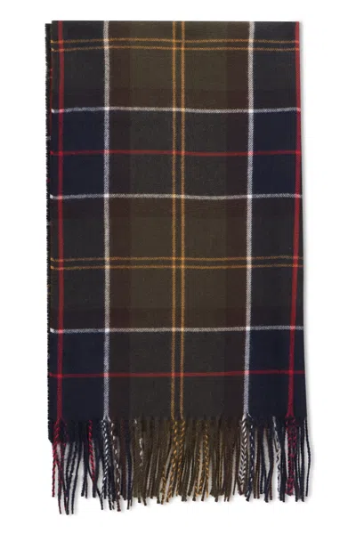 Barbour Checkered Scarf With Fringed Edges In Multicolor