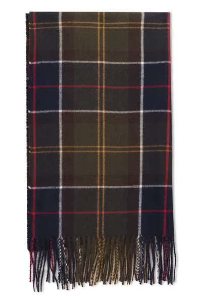 Barbour Checkered Scarf With Fringes In Brown