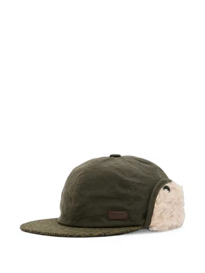 Barbour Check-pattern Ear-flap Cap In Green