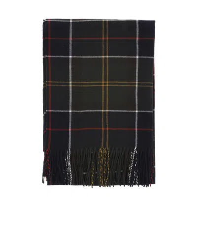 BARBOUR CHECK-PATTERN FRINGED SCARF