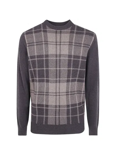Barbour Check-pattern Wool Sweater In Blue