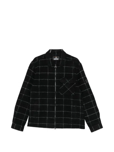 Barbour Check-pattern Zip-up Jacket In Black