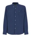 Barbour Chest-pocket Linen-blend Shirt In Blue