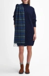 Barbour Clarence Long Sleeve Mixed Cable Wool Blend Sweater Dress In Navy Blue