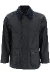 Barbour Collared Wax Jacket In Blue