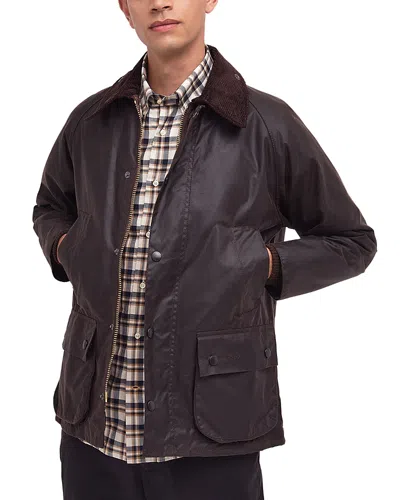 Barbour Beaufort Corduroy-trimmed Waxed-cotton Jacket In Brown