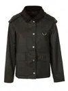 Barbour Classic Black Cotton Jacket With Corduroy Collar In Black