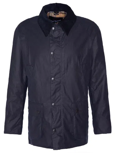 Barbour Classic Button-up Coat With Corduroy Collar In Black