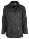 Barbour Classic Button-up Coat With Corduroy Collar In Black