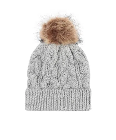 Barbour Classic Cable Knit Beanie In Gray