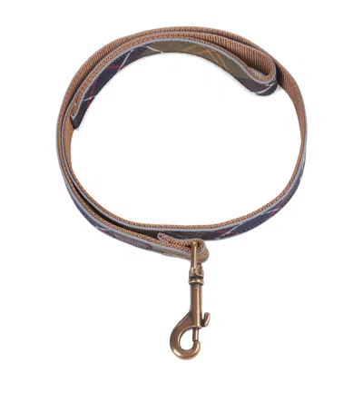 Barbour Classic Reflective Tartan Dog Lead In Brown