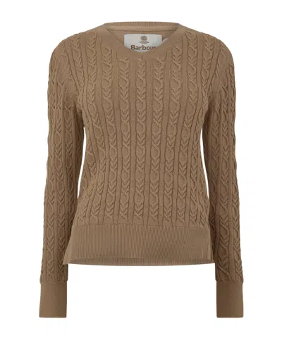 Barbour Classic V-neck Knitted Sweater In Brown