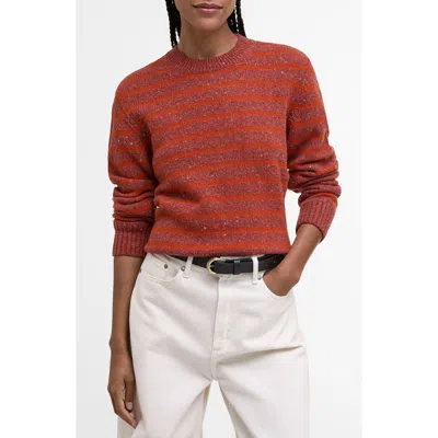Barbour Claydon Stripe Sweater In Burgundy