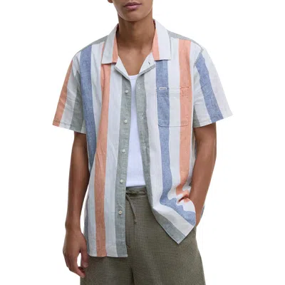 BARBOUR BARBOUR CLEARWELL REGULAR FIT STRIPE LINEN & COTTON CAMP SHIRT