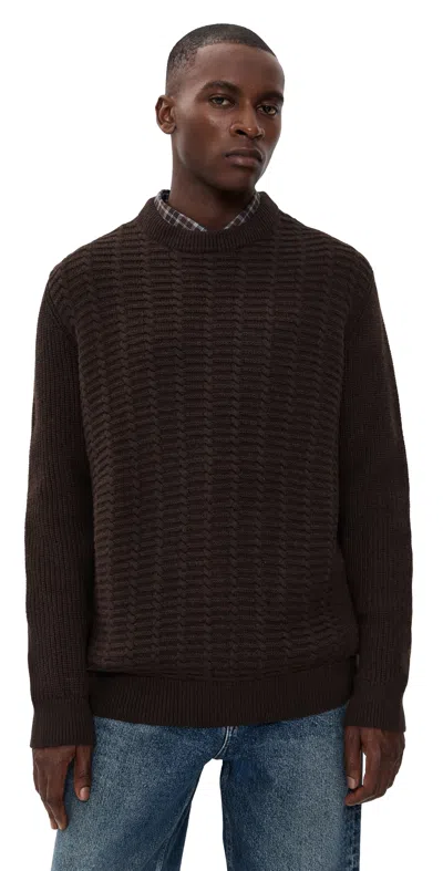 Barbour Cleveland Crew Neck Sweater Dark Oak In Burgundy