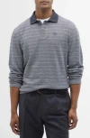 Barbour Cleveland Long Sleeve Cotton Rib Polo In Grey Mix