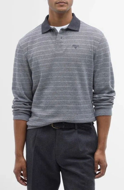 Barbour Cleveland Long Sleeve Cotton Rib Polo In Grey Mix