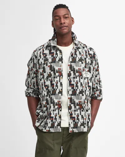 Barbour Coalbrook Mens Relaxed Long Sleeve Jacquard Shirt In White