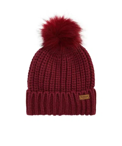 Barbour Coarse-needle Fuzzy-knit Cold Cap In Red