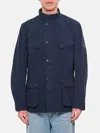 Barbour Front Button Closure Jacket With Ribbed Collar In Blue