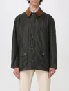 Barbour Ashby Corduroy Collar Water Resistant Waxed Cotton Jacket In Green