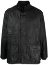 Barbour Faux-leather Snap-button Jacket In Black