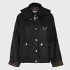 Barbour Reighton Spey Olive Green Waxed Cotton Jacket In Black