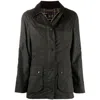 Barbour Brown Waxed Cotton Beadnell Jacket In Green