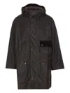 Barbour Long Hooded Jacket Flap Pockets In Animal Print