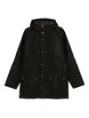 Barbour Hooded Snap-fit Coat In Black
