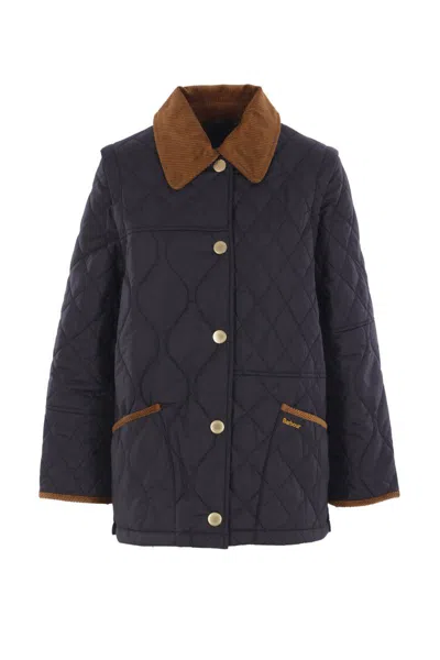 Barbour Quilted Corduroy-collar Jacket In Black