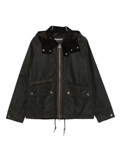 Barbour Flap-pocket Hooded Jacket In Black