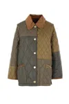 Barbour Quilted Jacket With Contrast Collar And Pockets In Green