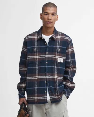 Barbour Coldfall Mens Relaxed Fit Check Shirt In Blue