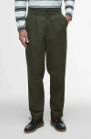 Barbour Cole Relaxed Fit Pleated Cotton Poplin Chinos In Green
