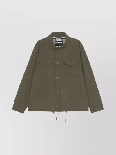 Barbour Collar Flap Pockets Side Drawstring Jacket In Brown