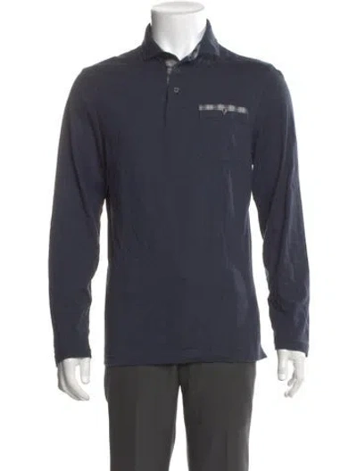 Pre-owned Barbour Collar Long Sleeve Polo Shirt In Blue